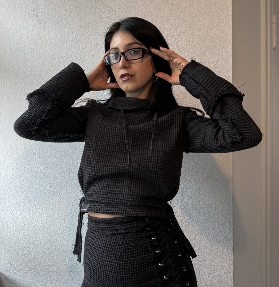 WAFFLE CROP HOOD