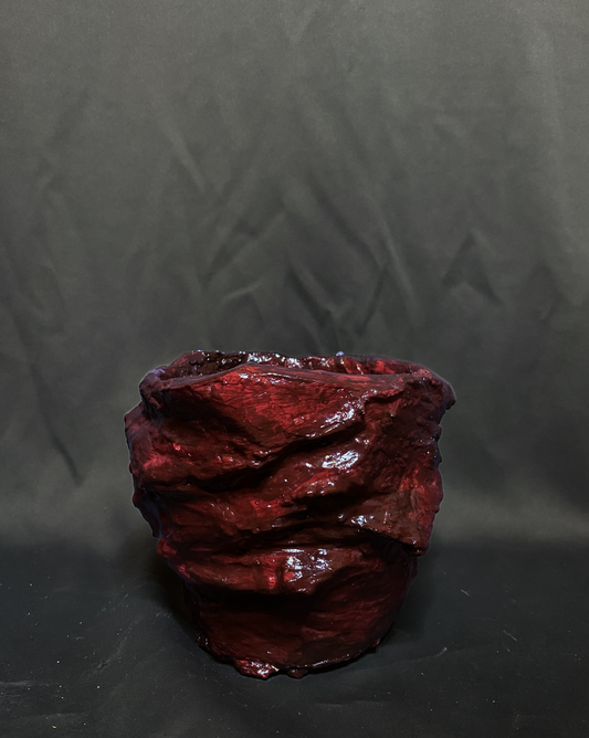 MEDIUM FLOWER POT BURGUNDY RED